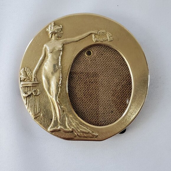 VTG Brass Nude Lady Goddess Of Victory Mini Solid Brass Frame 1920s Art Nouveau - Picture 7 of 7